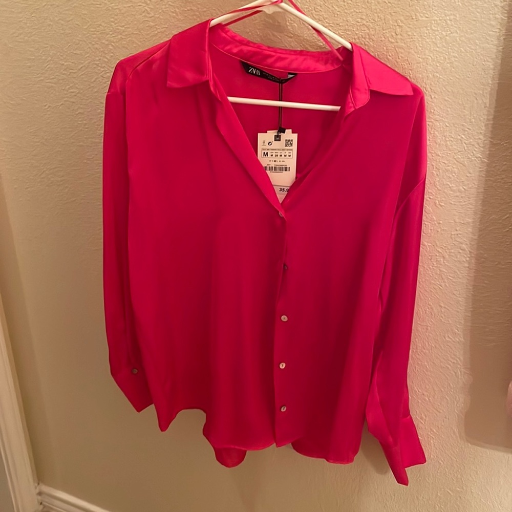 NWT Zara Satin Effect Shirt